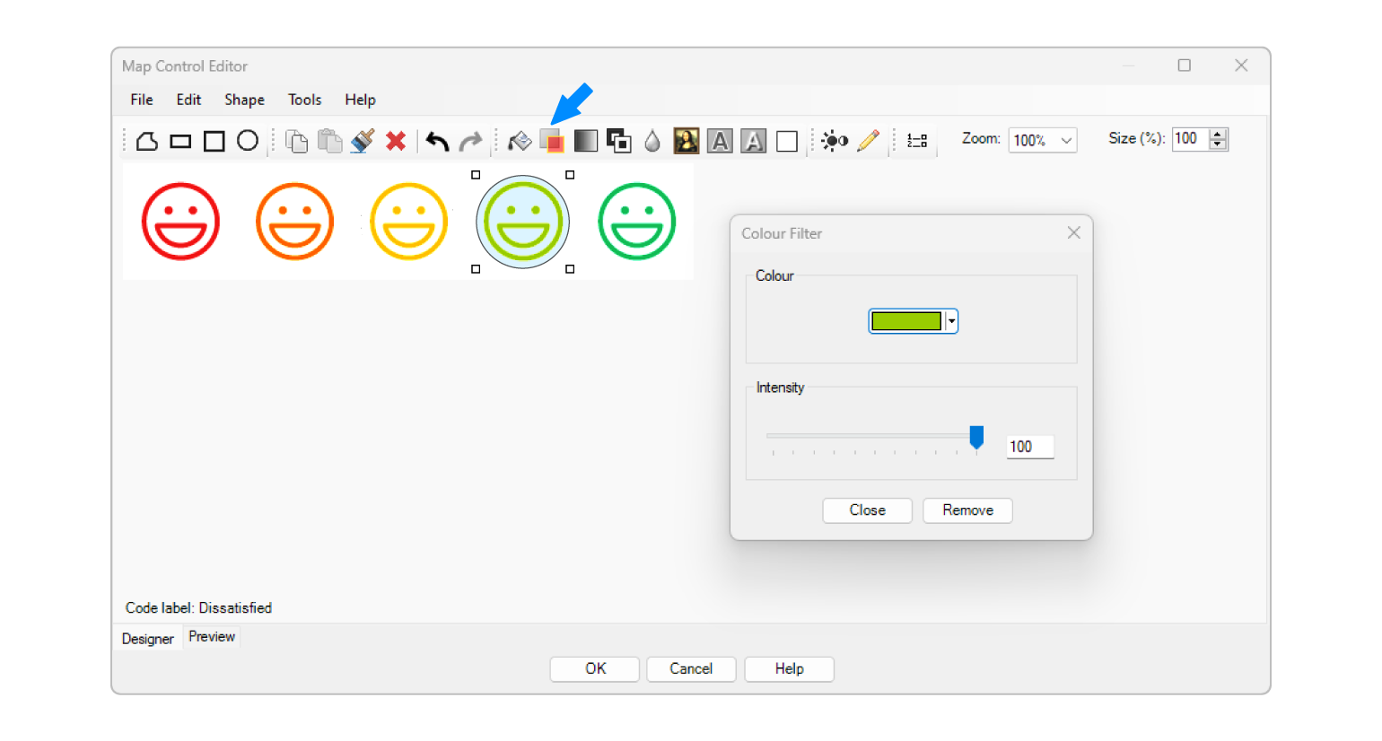 Colouring rating scale images in Snap XMP Desktop Map Control Editor screenshot