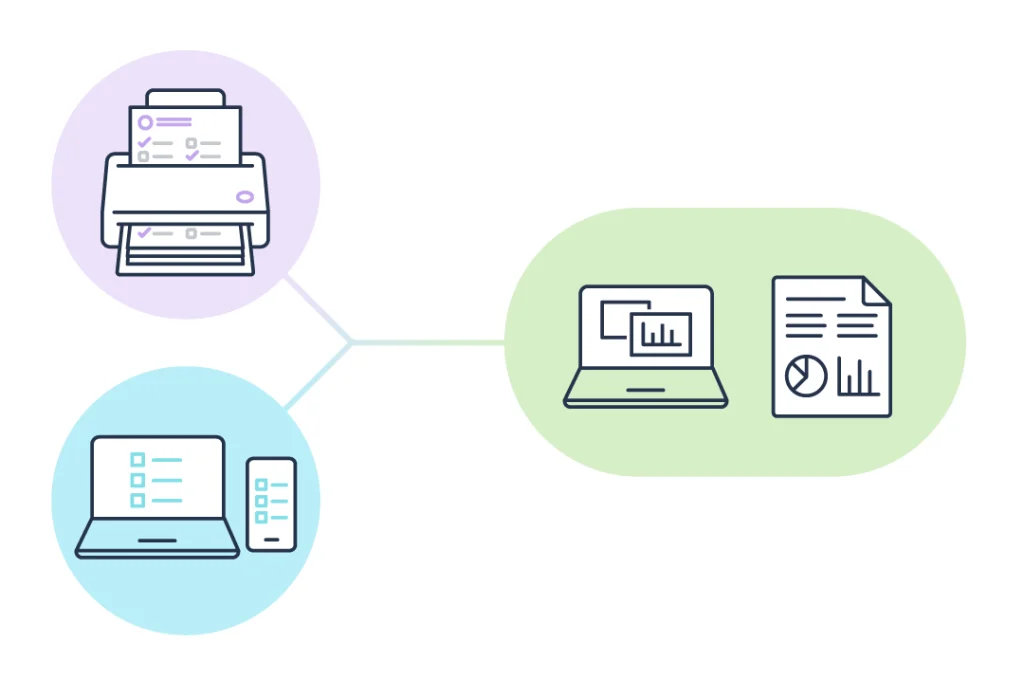 Illustration of paper survey and online survey data merging